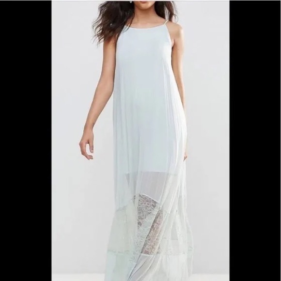 BCBGeneration Dresses & Skirts - BCBG Generation XXS Frost Blue Pleated Sheer Dress